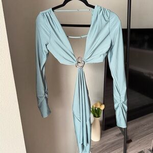 Oh Polly Light Blue Backless Dress